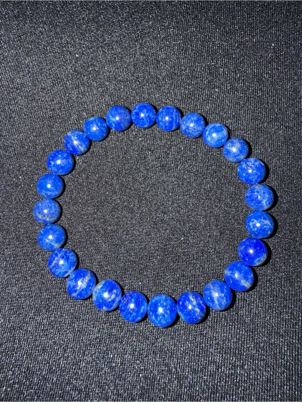 Lapis Lazuli Blue Bead Stretch Bracelet